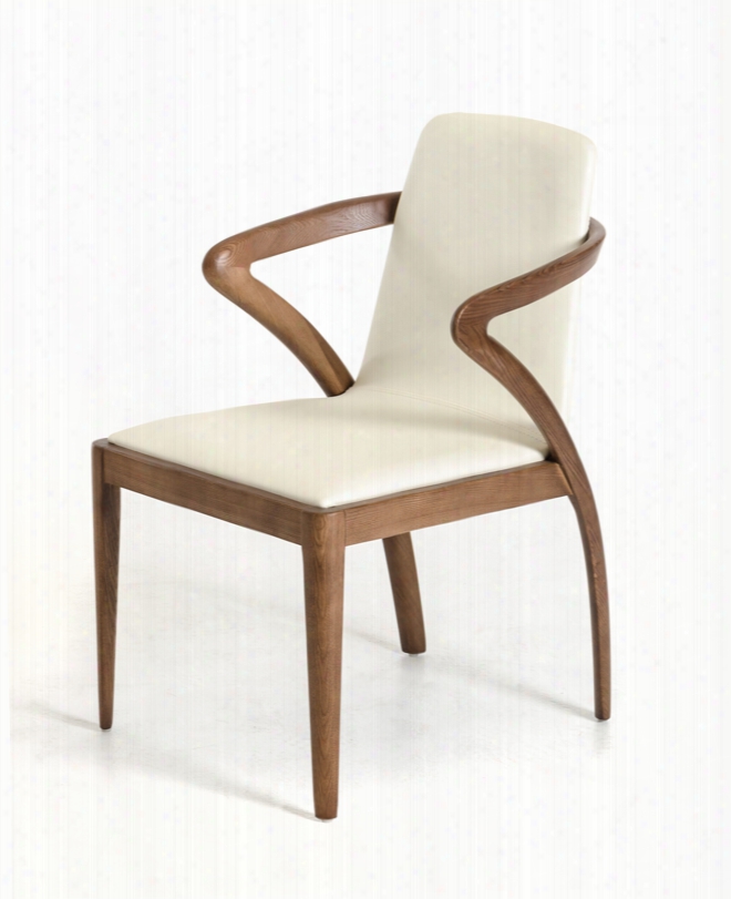 Modrest Falcon Mid-century Walnut And Cream Dining Chair