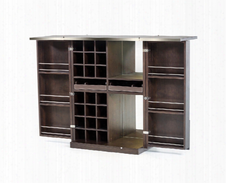 Modrest Fountain Modern Brown Oak Wine Cabinet