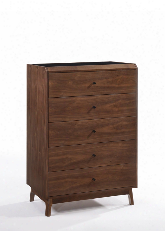 Modrest Gibson Modern Walnut & Black Glass Chest