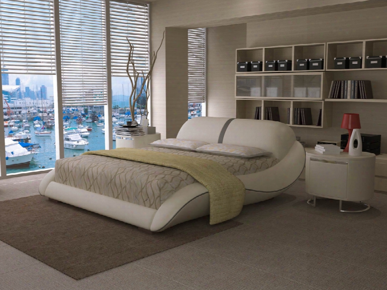 Modrest J227 Modern White & Grey Bonded Leather Bed