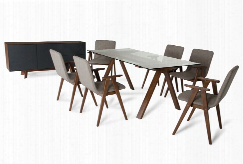 Modrest Maddox & Weylyn Mid-century Walnut Dining Set