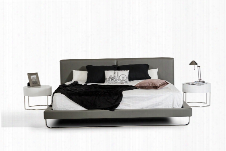 Modrest Ramona Modern Grey Leather Bed