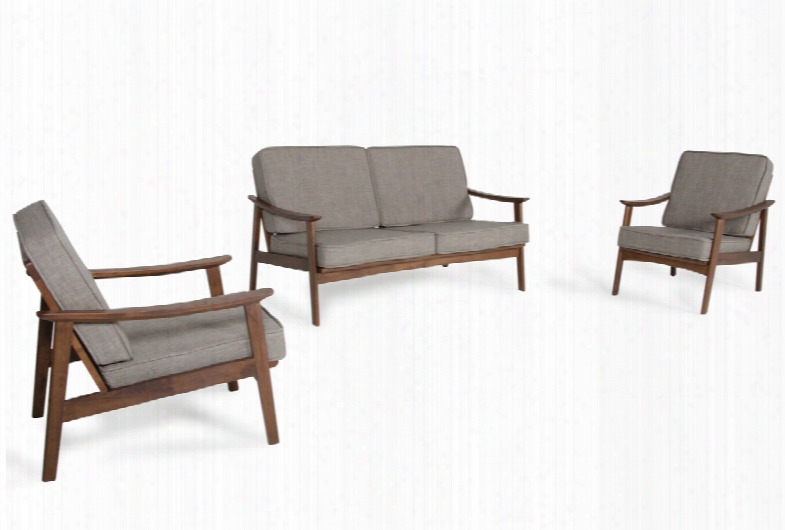 Modrest Ridge Mid-century Sesame & Walnut Sofa Set