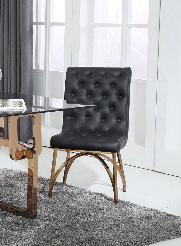 Modrest Rosie Modern Black & Rosegold Dining Chair (set Of 2)