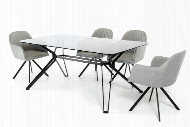Modrest Synergy Mid-century Smoked Gla Ss Dining Table