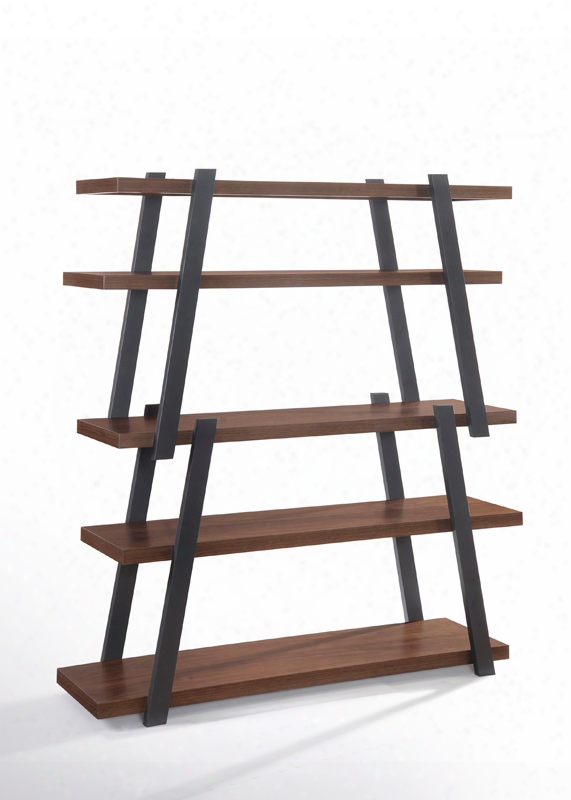 Modrest Tobias Modern Walnut & Grey Bookshelf