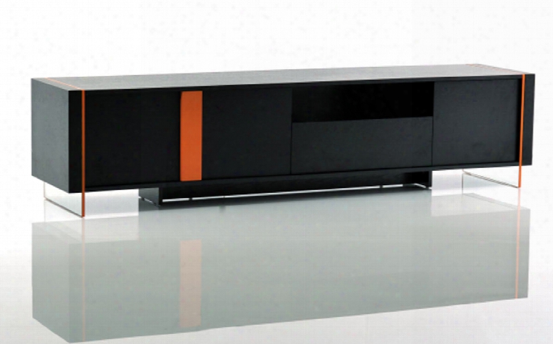 Modrest Vision - Modern Black Oak Floating Tv Stand