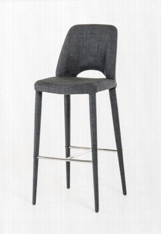 Modrest Williamette Mid-century Dark Grey Fabric Bar Stool