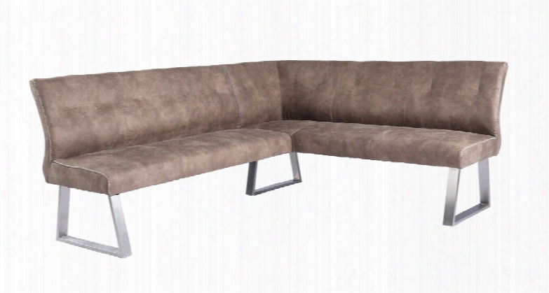 Modrest Zane Modern Brown Fabric L-shaped Dining Bench