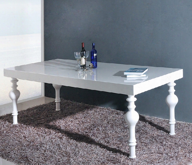 Nayri Transitional White High Gloss Dining Table