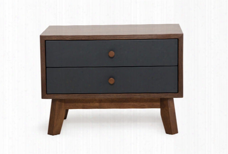 Novaa Domus Dali Mid-century Grey & Walnut Nightstand