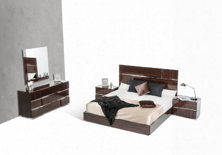 Picasso Italian Modern Ebony Lacquer Bedroom Set