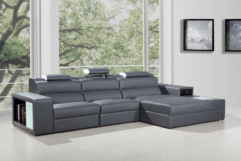 Polaris Mini Contemporary Grey Bonded Leather Sectional Sofa