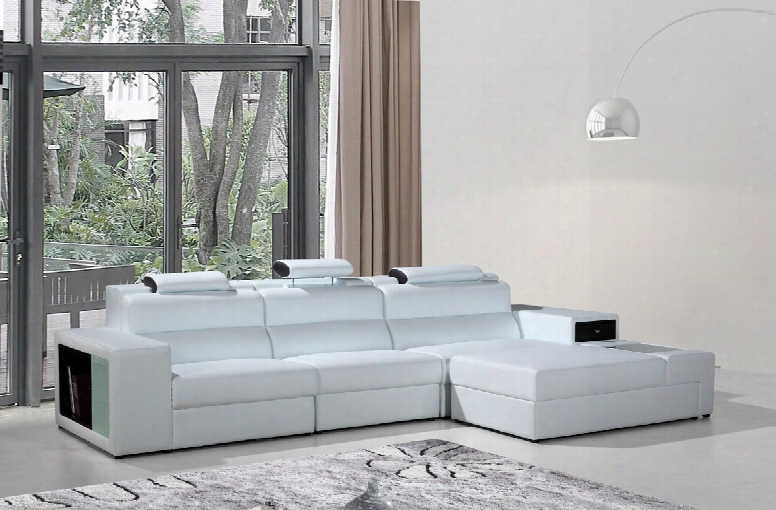 Polaris Mini White Bonded Leather Sectional Sofa