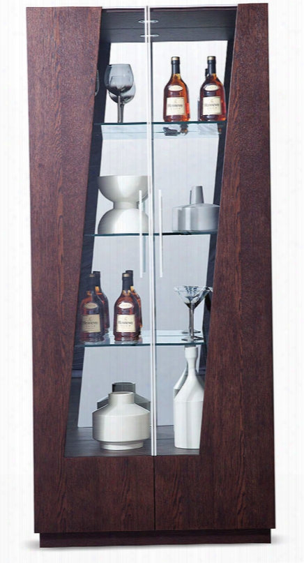 Prizma Modern Wenge And Glass Dining Display Cabinet