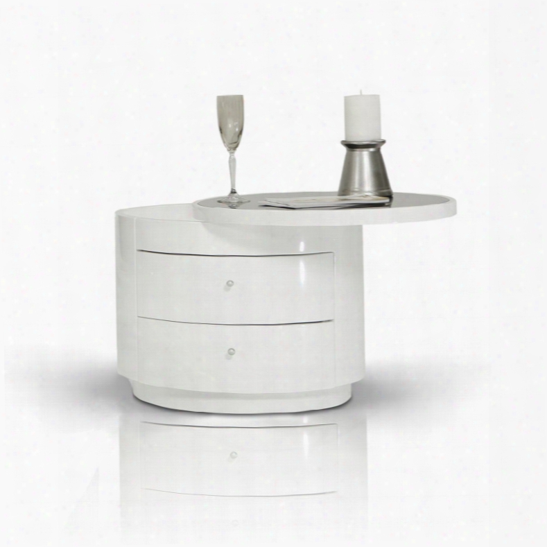 Symphony Modern White Round Nightstand