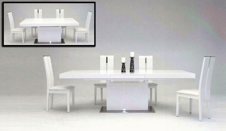 Zenith Modern White Extendable Dining Table