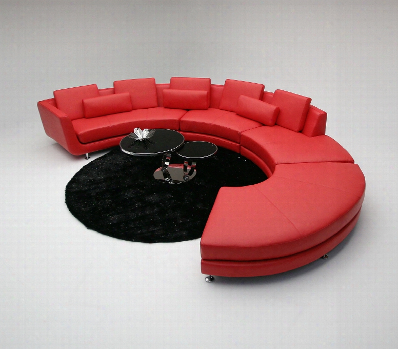 A94 Contemporary Red Leather Sectional Sofa