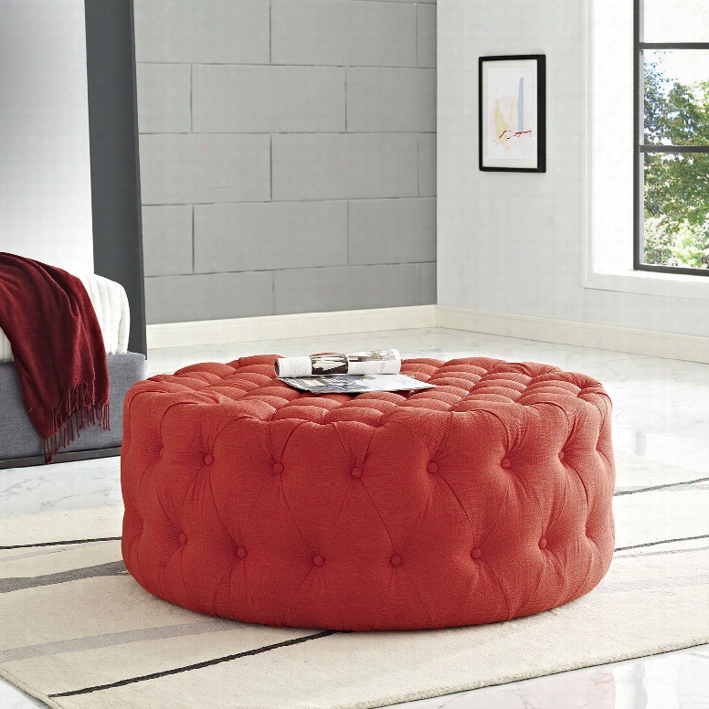 Amour Fabric Ottoman In Atomic Red