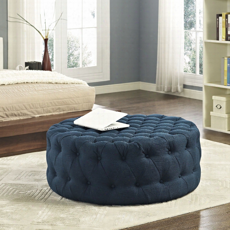 Amour Fabric Ottoman In Azure