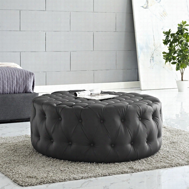 Amour Vinyl Ottoman In Black