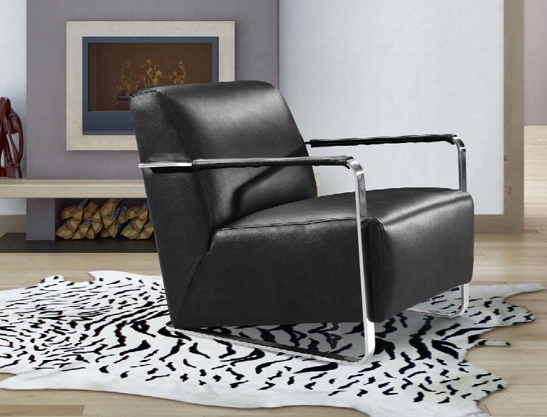Bison Modern Black Leather Loll Chair