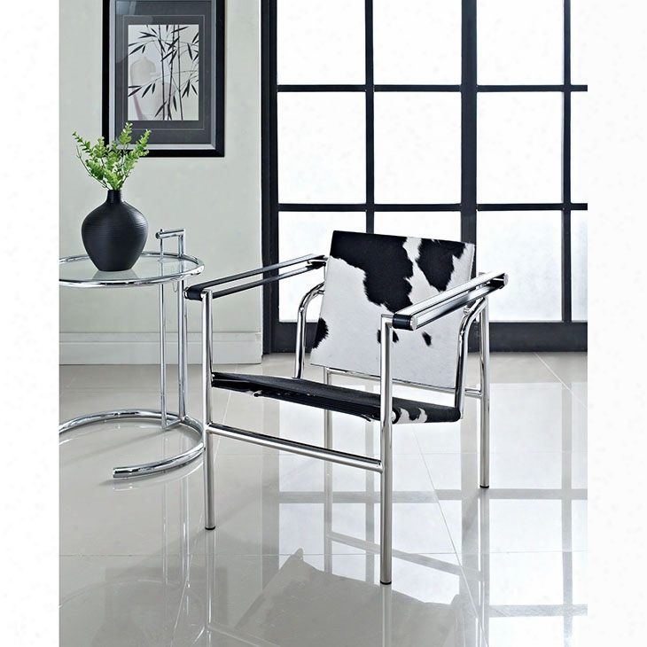 Charles Pony Hide Lounge Chair In Black And White