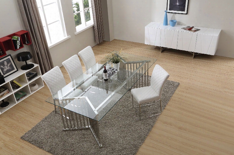 Chrysler Modern Glass Rectangular Dining Table