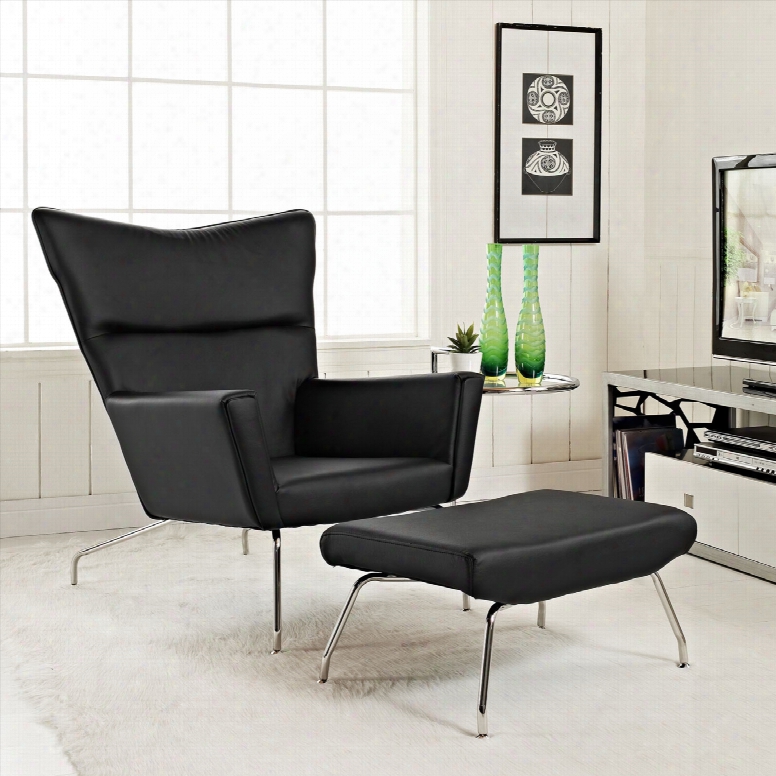 Class Leather Lounge Chair In Black