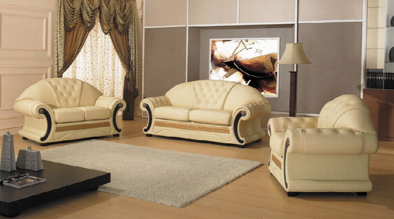 Cleopatra Traditional Leather Sofa Set