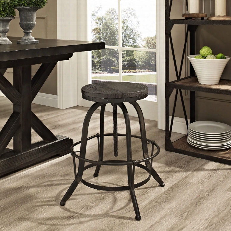 Collect Wood Top Bar Stool In Black