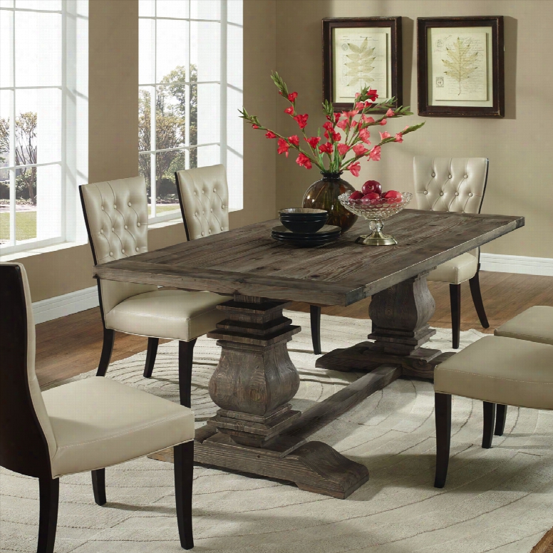 Column Wood Dining Table In Brown