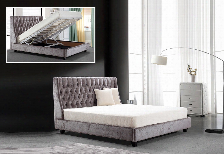 Dane -trannsitional Tufted Fabric Bed With Lift Storage