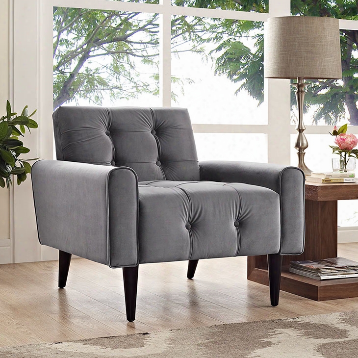 Delve Velvet Armchair In Gray