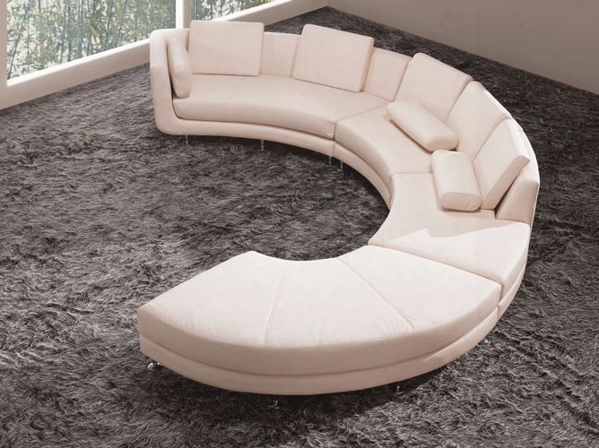 Divani Casa A94 - Contemporary White Sectional Sofa & Ottoman