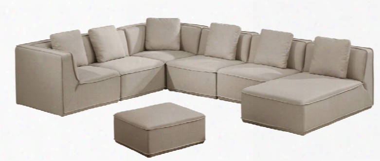 Divani Casa Artesia Modern Beige Fabric Modular Sectional Sofa & Ottoman