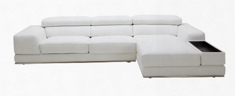 Divani Casa Chrysanthemum Mini Modern White Eco-leather Sectional Sofa