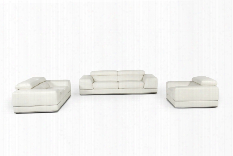 Divani Casa Chrysanthemum Modern White Leather Sofa Set