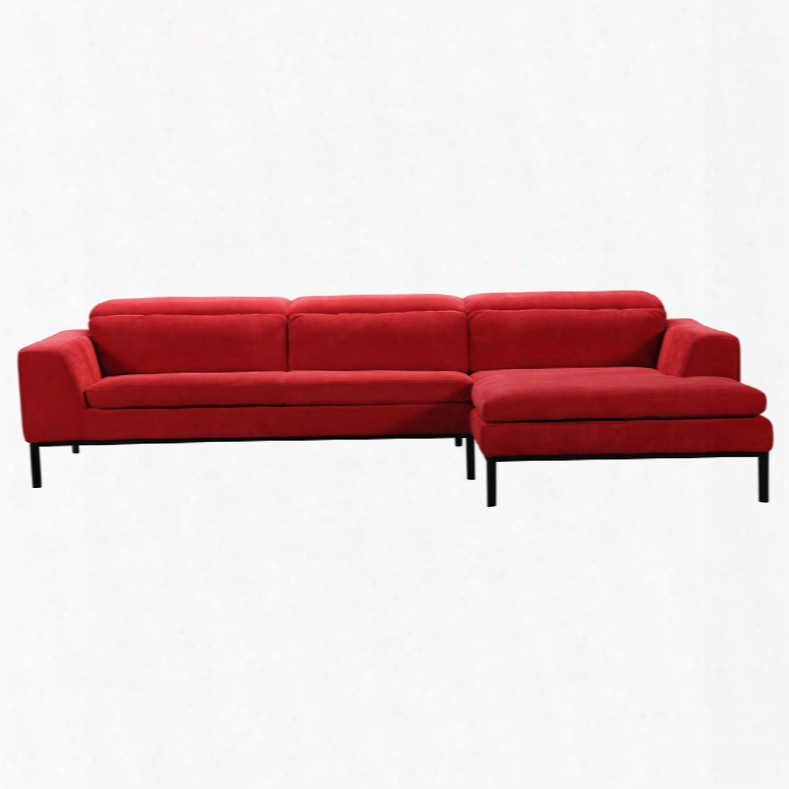 Divani Casa Clayton Modern Red Fab Ric Sectional Sofa