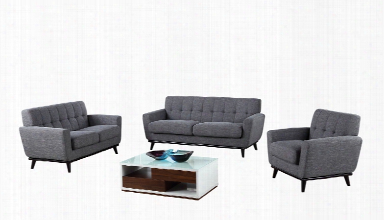 Divani Casa Corsair Modern Grey Fabric Sofa Set