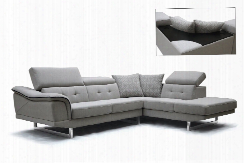 Divani Casa Gaviota Modern Grey Fabric Sectional Sofa