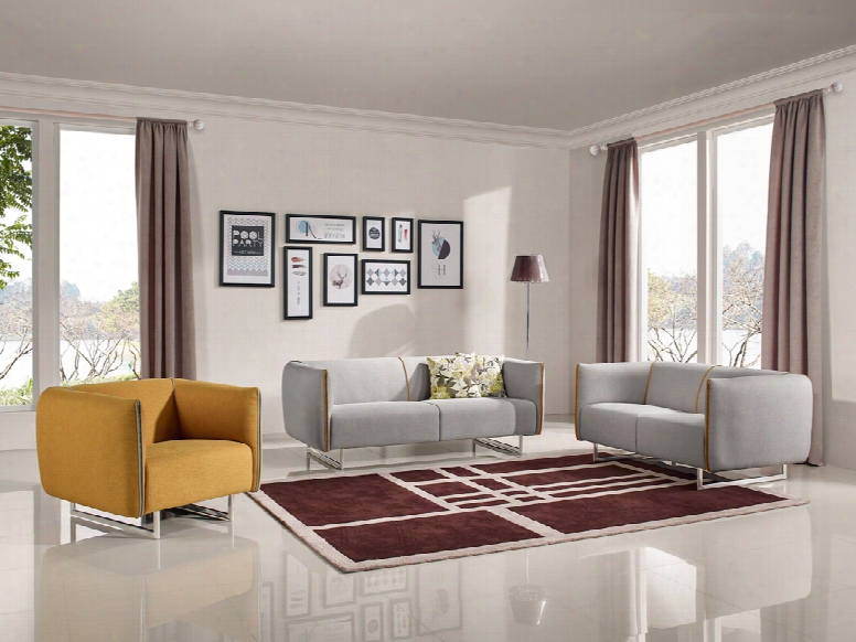 Divani Casa Medora Modern Grey & Yellow Fabric Sofa Sey