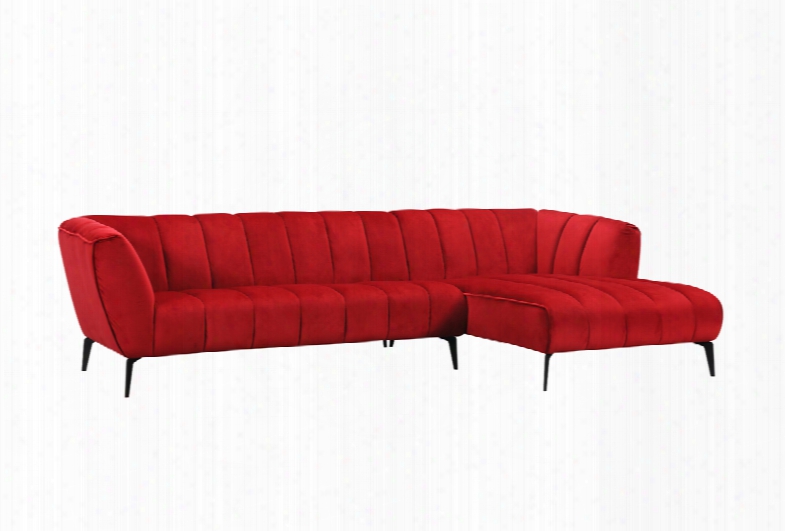 Divani Casa Morton Modern Red Fabric Sectional Sofa