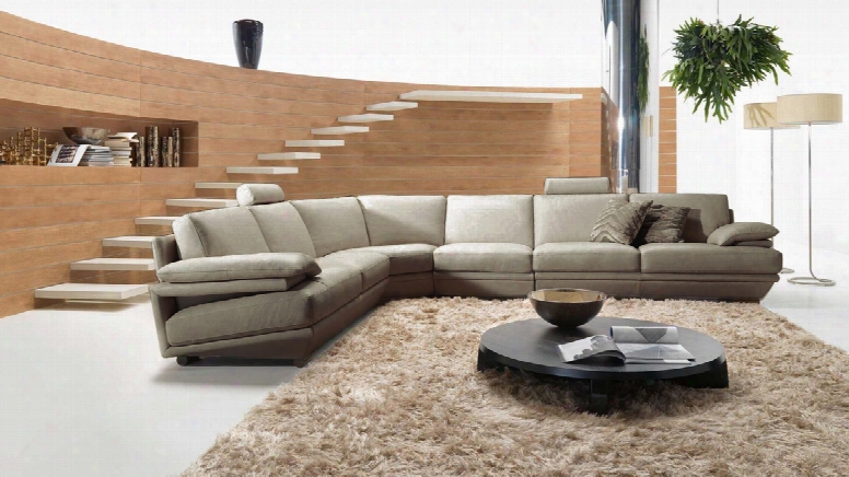 Divani Casa Ozia Modern Grey Leather Sectional