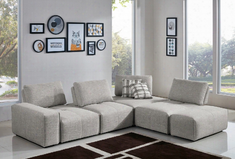 Divani Casa Platte Modern Grey Fabric Modular Sectional Sofa