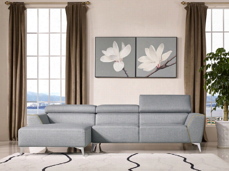 Divani Casa Sawtelle Modern Grey Fabric Sectional Sofa