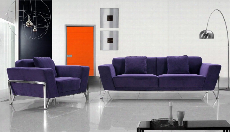 Divani Casa Vogue - Modern Purple Fabric Sofa & Chair Set