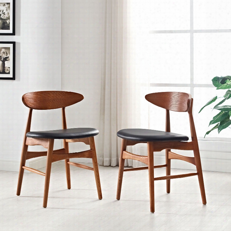 Ebee Dining Chair In Walnut Black