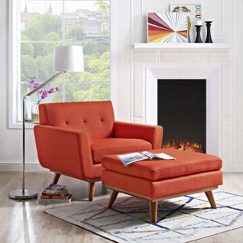 Engage 2 Piece Armchair And Ottoman In Atomic Red