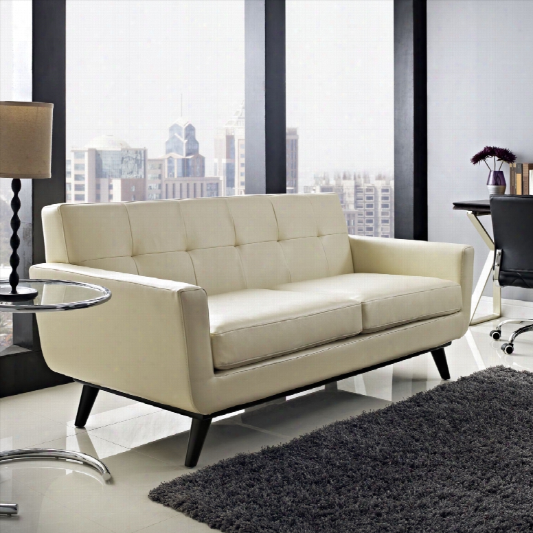 Engage Bonded Leather Loveseat In Beige
